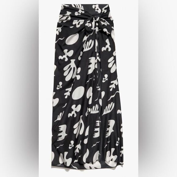 FRAME Womens Printed Sarong Silk Blend Fadednoirmulti Scarf - Picture 2 of 11